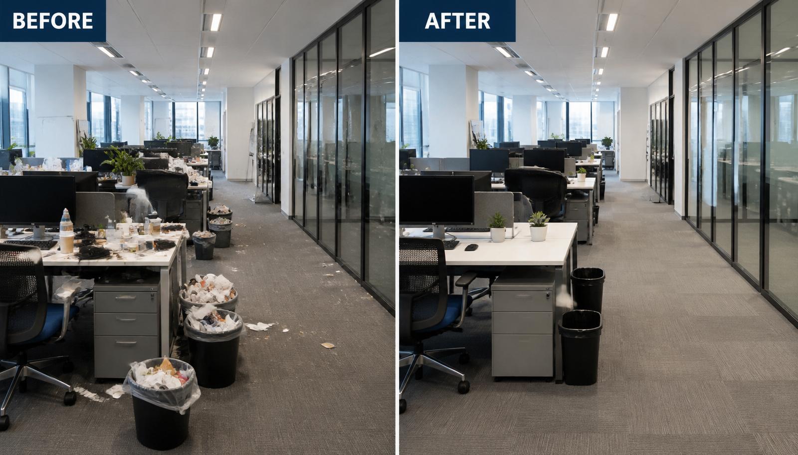 Office Cleaning before and after