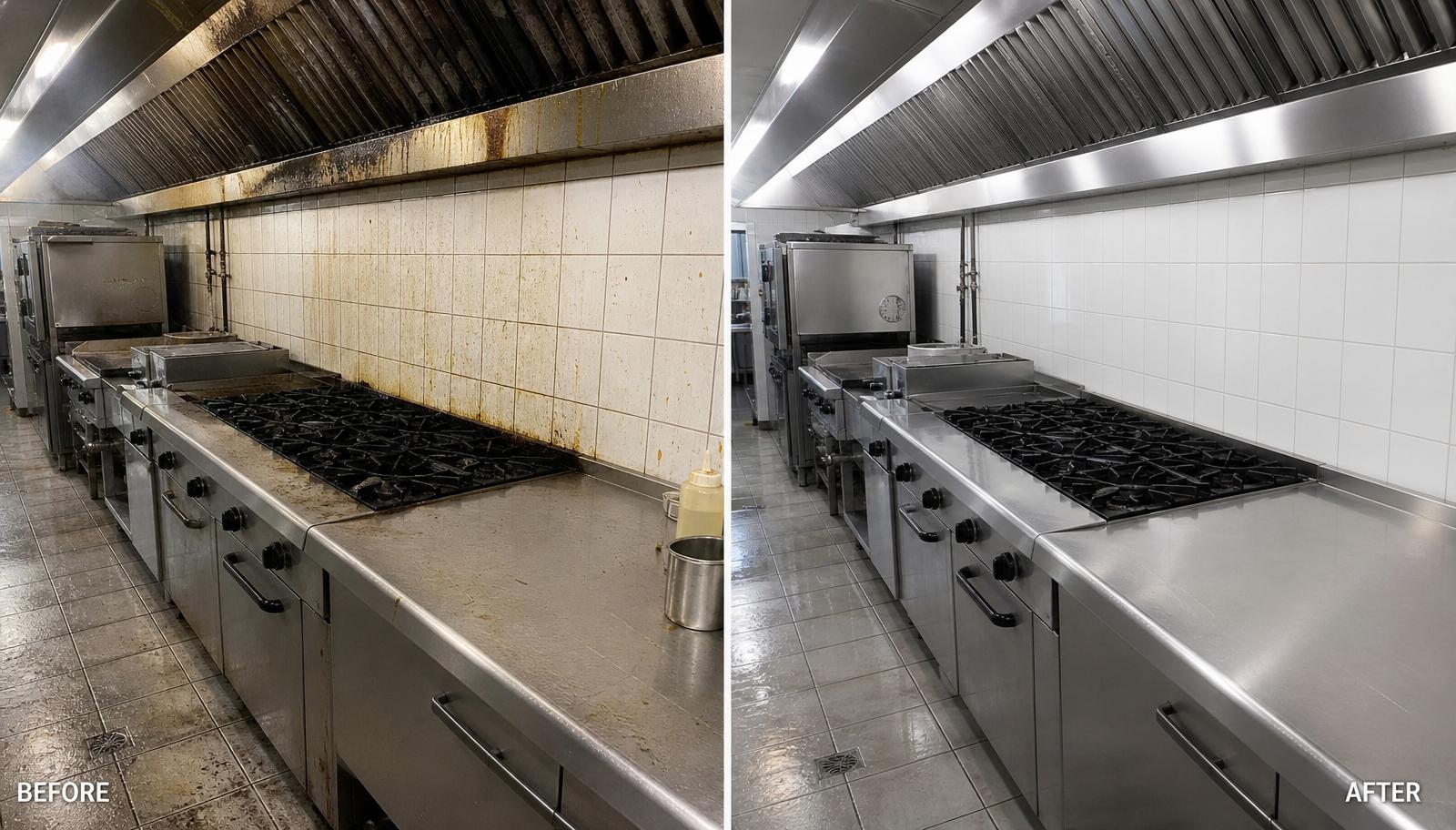 Commercial Kitchen before and after
