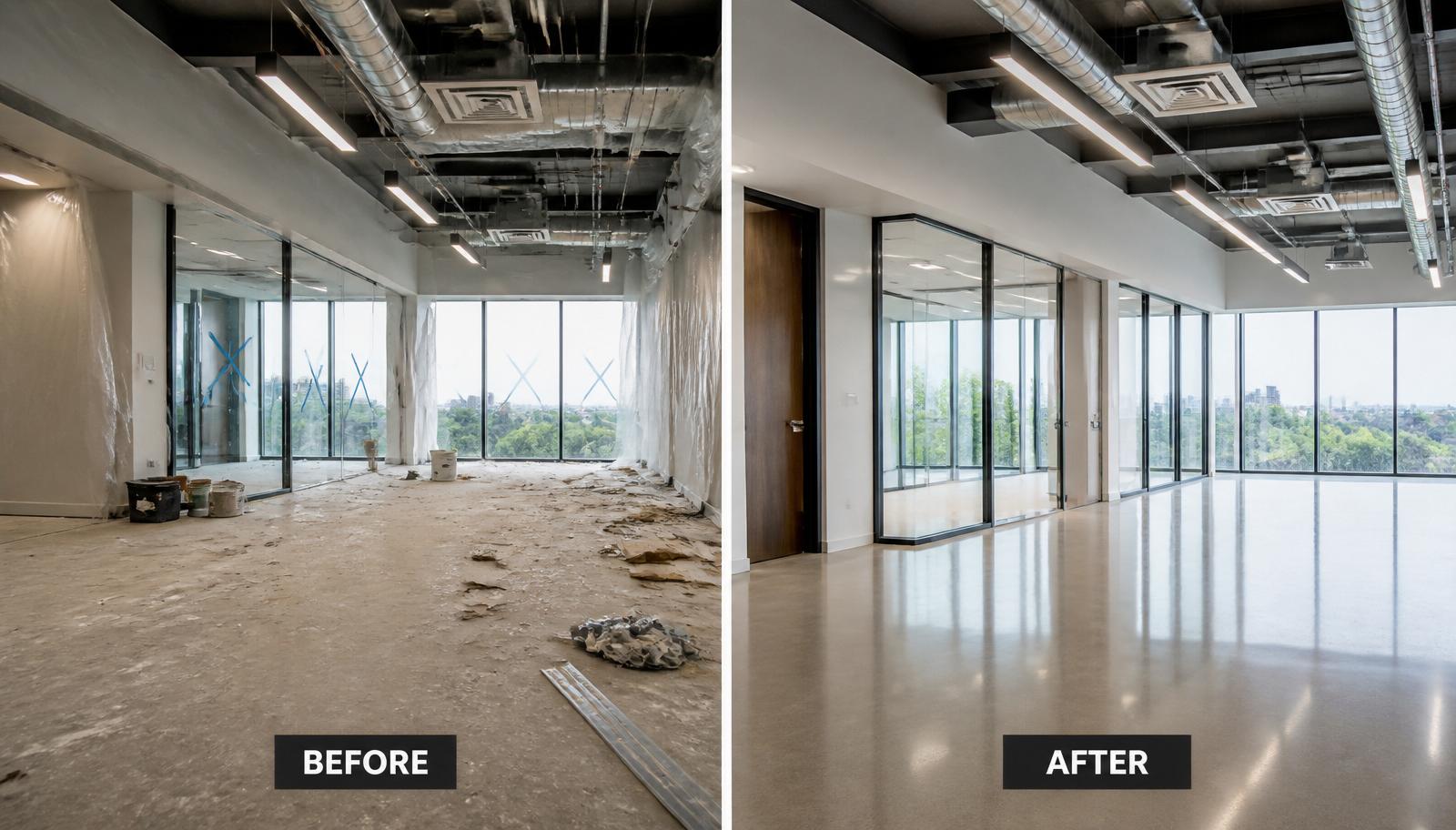 Builders Clean before and after