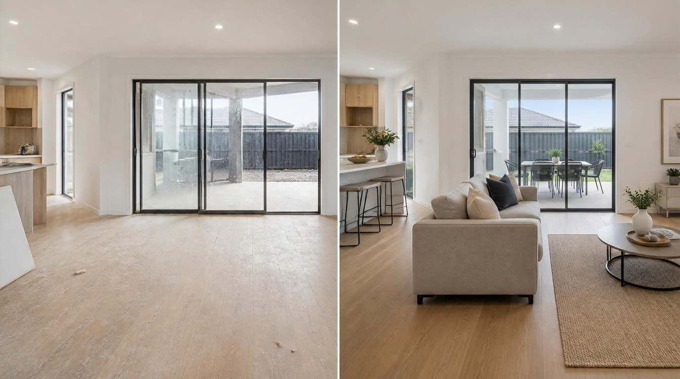 Display Home Cleaning before and after